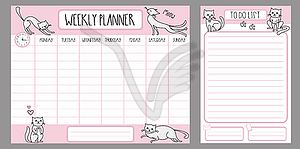 Weekly planner template and to do list with - vector image