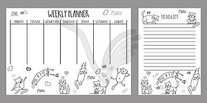 Weekly planner and to do list with cute cats and - vector image