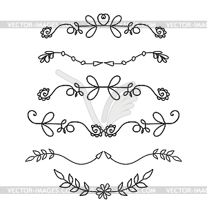 Doodle floral dividers - vector clip art