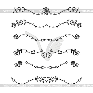 Doodle floral dividers - vector clipart