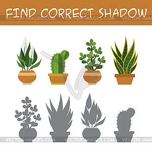 Kids game with plants and flowers,find correct - vector clipart