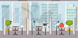 Пустой современный офис, рабочее место без людей, - клипарт в векторе / векторное изображение