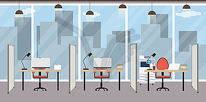 Empty modern office,workplace without people, - color vector clipart