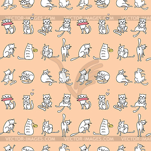 Funny cute cats seamless pattern, background, - vector image