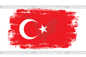 Turkey flag, brush style, - vector clipart