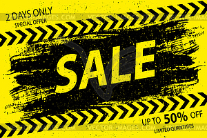 Sale grunge background,black and yellow banner - vector image