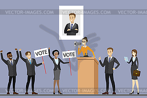 Election campaign of candidate,Female with - vector image