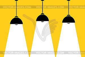 Three lamp bulbs on yellow background,part of moder - vector clip art