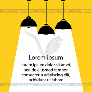 Three lamp bulbs on yellow background,part of moder - vector image