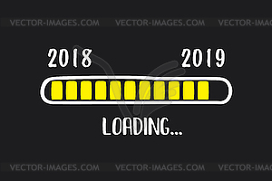Doodle Download bar, 2018 and 2019 years loading - vector clipart