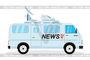 Современный новостной грузовик, мобильное вещательное транспортное средство - изображение в формате EPS