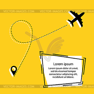 Airplane route, dotted line shape and fast road - vector image