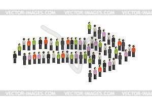 Arrow symbol of Large group of people, crowd formin - vector clip art