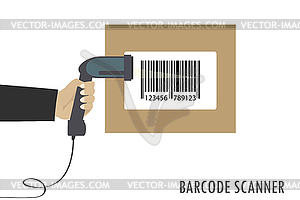 Hand holding scanner,barcode scan, - vector image