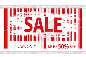 Barcode with brush and SALE text,card or banner - vector clipart