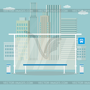 Empty Modern public transport stop,urban landscape - vector clip art