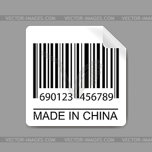 Label with Barcode and text-made in china - royalty-free vector image