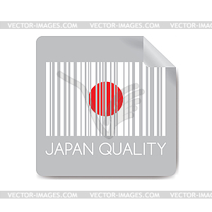 Label with red Barcode and Japan flag, text-Japan - vector clip art
