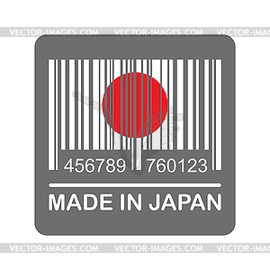 Label with white Barcode and Japan flag, text-made - vector clipart