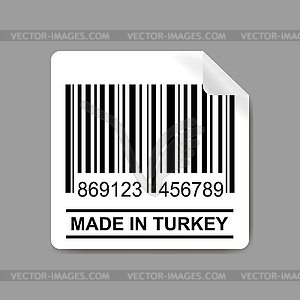 Label with Barcode and text-made in turkey, - vector EPS clipart