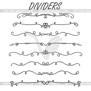 Thin line decoration dividers set, - vector image