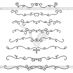 Thin line decoration dividers set, - vector clipart