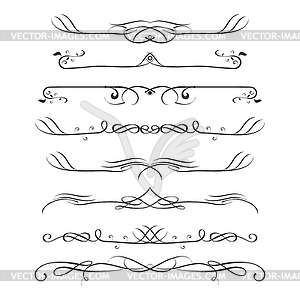 Set of calligraphic design elements- dividers,Thin - vector clip art