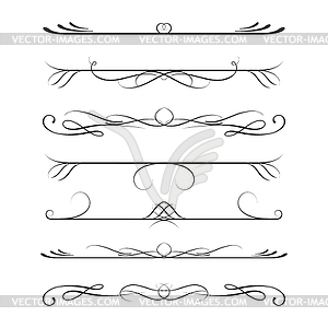 Set of calligraphic design elements- dividers,Thin - vector image