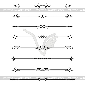 Set of calligraphic design elements- dividers,Thin - vector clipart