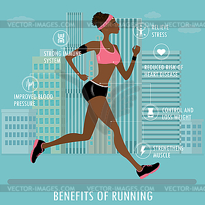 Benefits of jogging- fitness, sport and healthcare - vector clip art