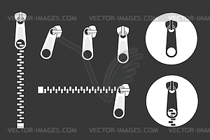 Набор значков застежки-молнии.Замок на молнии - изображение векторного клипарта