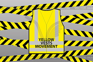 Ribbons,Yellow vest and text- yellow vests movement - vector image