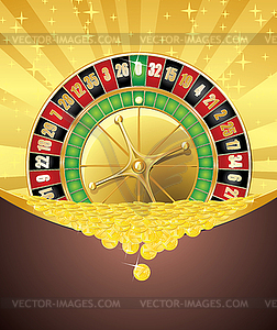 Roulette and golden coins - vector clipart