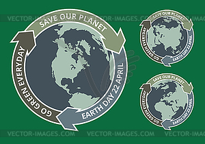 Earth day grunge badge - vector clip art