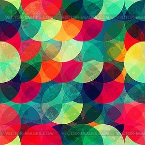 Colorful circle seamless pattern with grunge effect - vector EPS clipart