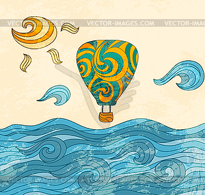 Vintage air balloon - vector image