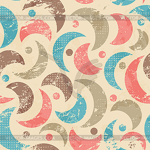 Vintage semicircle seamless pattern with grunge - vector clipart