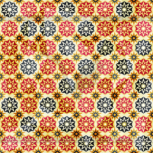 Vintage yellow star seamless pattern - vector clipart