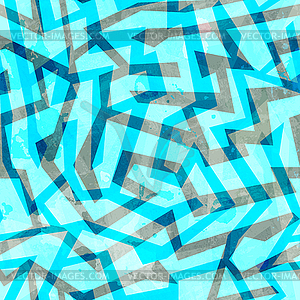 Abstract blue maze seamless texture with grunge - vector clipart / vector image