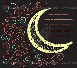 Abstract moon, grunge pattern - vector clipart