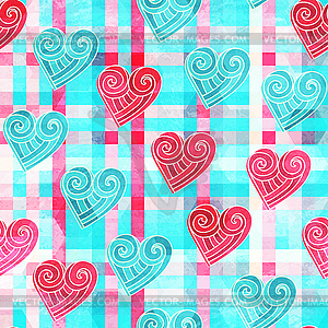 Abstract valentine seamless pattern with grunge - vector image