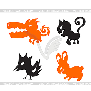 Angry animals, silhouette - vector clipart