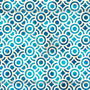 Blue circle seamless pattern with grunge effect - vector clip art