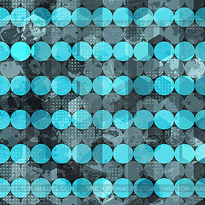 Синие круги гранж бесшовные модели - векторный рисунок