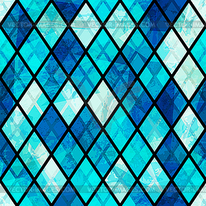 Blue mosaic seamless pattern with grunge effect - vector image