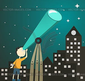 Мальчик с телескопа - клипарт в векторе