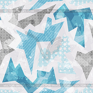 Cold color geometric seamless pattern - vector clip art