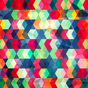 Colored cubes seamless with grungr effect - vector image