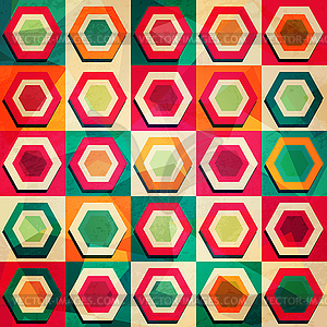 Colored rhombus seamless pattern with grunge effect - vector image