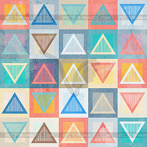 Colored triangle seamless pattern with grunge effect - vector EPS clipart